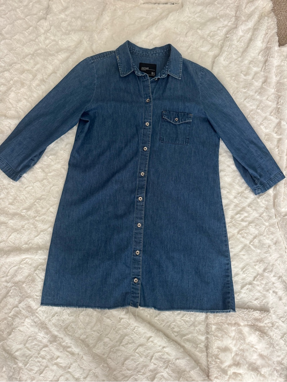 ZARA Trafaluc Denim Makers Denim Button-Front Shirt Dress